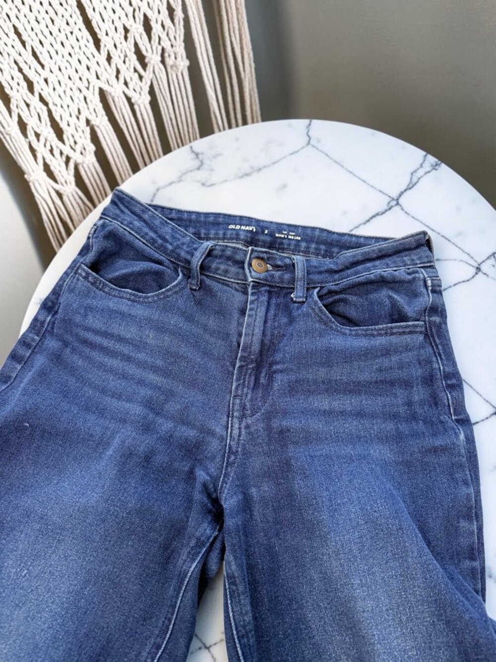 Old Navy High Rise Wow Wide Leg Jeans Size 2 Dark Wash River Shade - Picture 6 of 11
